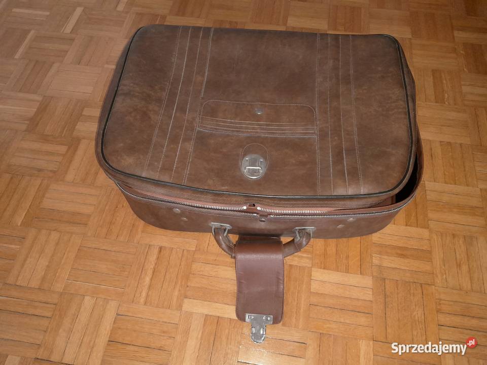 Walizka vintage szaro beżowa Warszawa