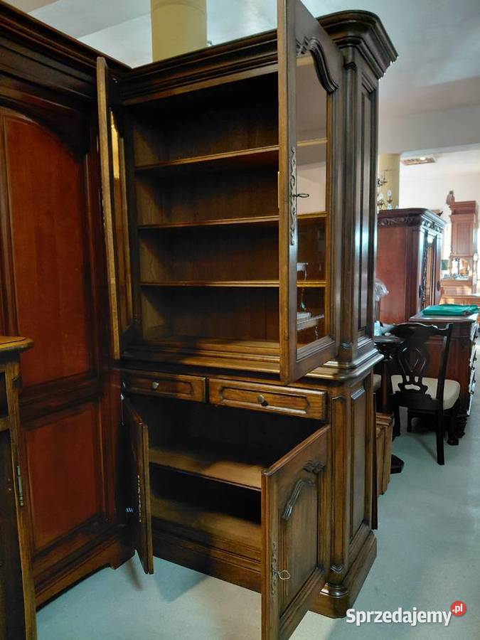 Stylowy kredens witryna do jadalni lite drewno Białystok