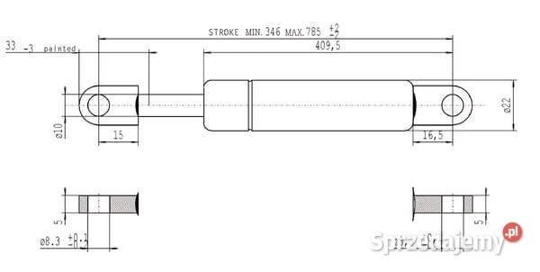 Sprężyna gazowa L7855 mm 500N Stabilus CA095184 Kamionna sprzedam