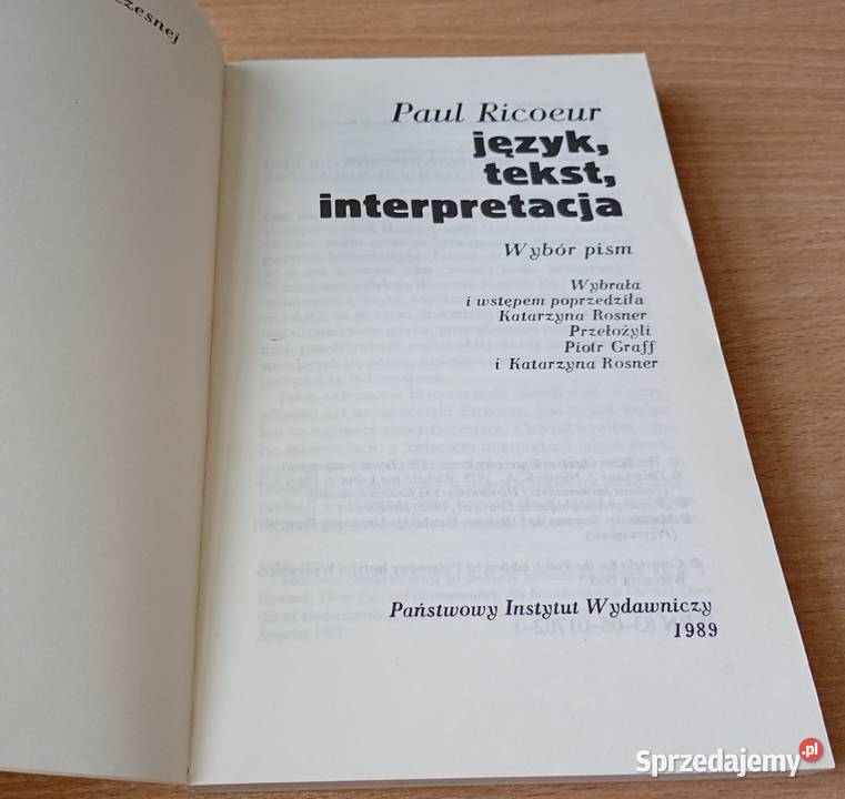 Język tekst interpretacja wybór pism Paul pomorskie Gdańsk