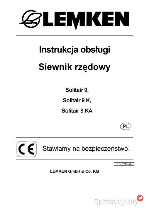 Lemken Easytronic Saphir Instrukcja katalog