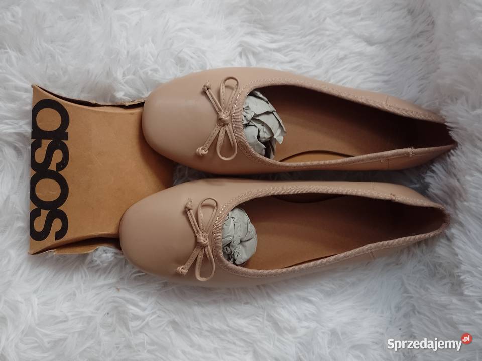 40 ASOS Design Beżowe baleriny wieczorowe z brązowy/beżowy Balerinki Kraków