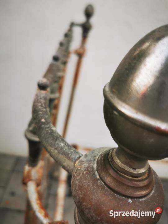 Łóżko przedwojenne stalowo mosiężne antyk Meble Czeladź
