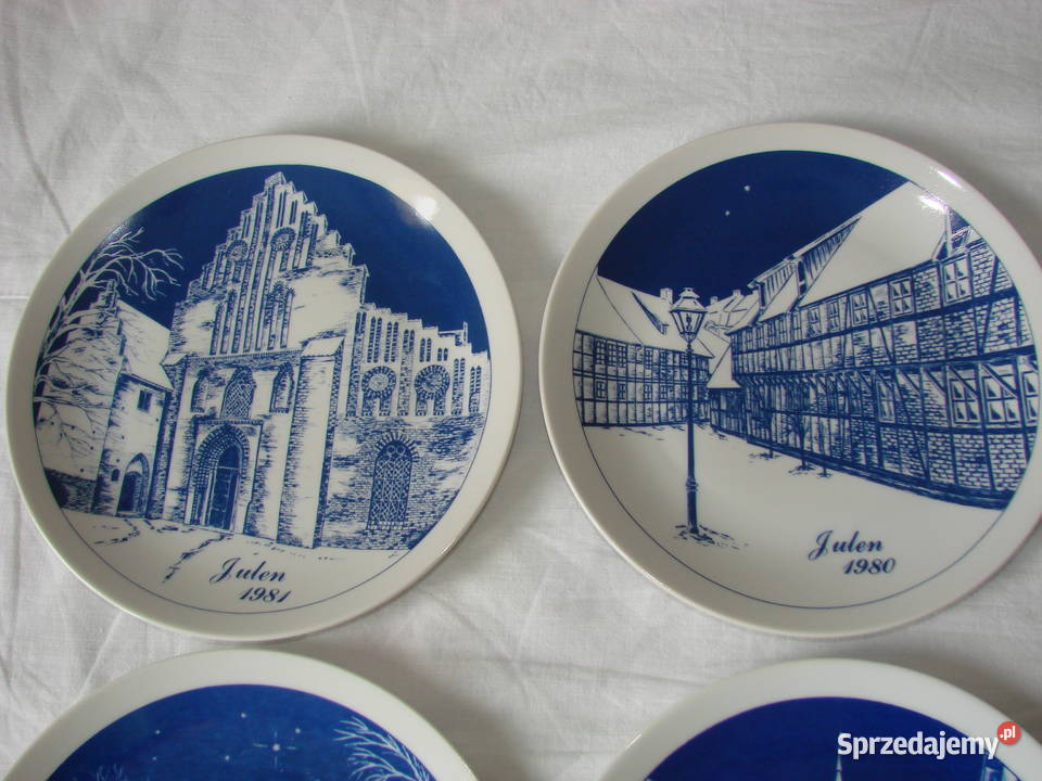 Elgporslin Sweden kobaltowe talerze świąteczne pomorskie