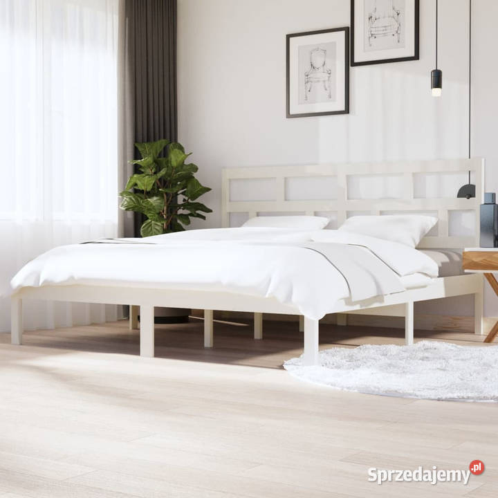 Rama łóżka biała lite drewno sosnowe 200 x 200 Warszawa
