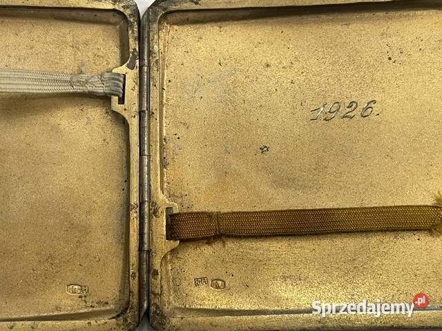 Zabytkowa srebrna papierośnica próba 800 herb Kraków