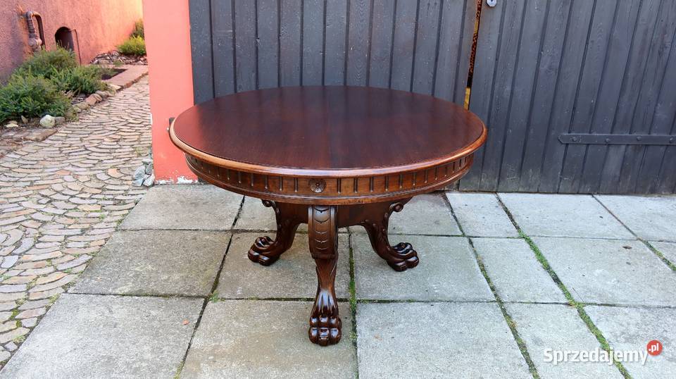 Unikatowy Okrągły Neorenesansowy Stolik Lwie