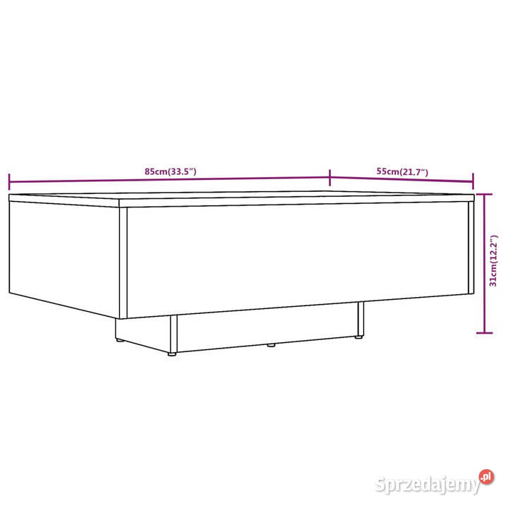 Stolik kawowy brązowy dąb 85x55x31 materiał Stoły