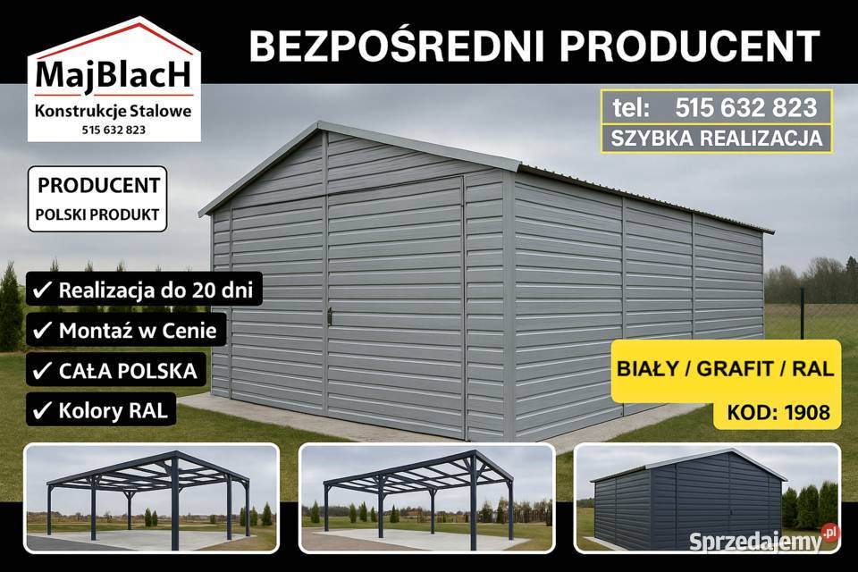 Blaszak Ocynk Garaż Blaszany Ocynkowany samodzielny Sprzedaż sprzedam