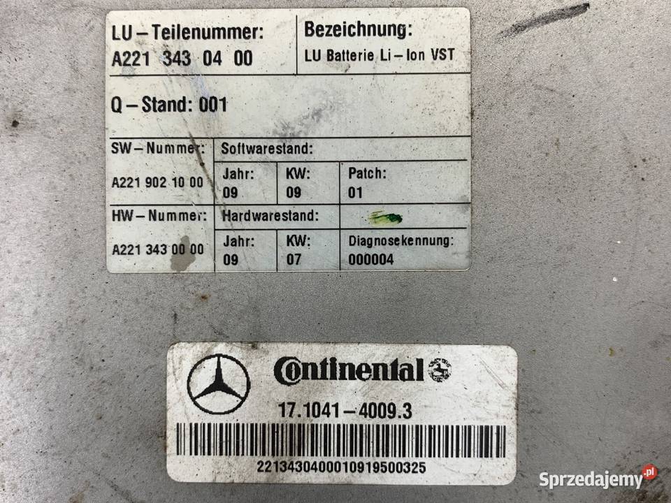 BATERIA HYBRYDA MERCEDES W221 A2213430400 35 299 osobowe