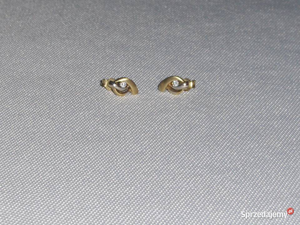 Dwukolorowe złote 585 kolczykiwkręty z złoto Kolczyki łódzkie Łódź