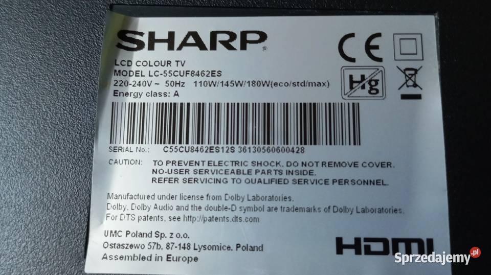 Telewizor smart sharp 55 Sharp Zawiercie