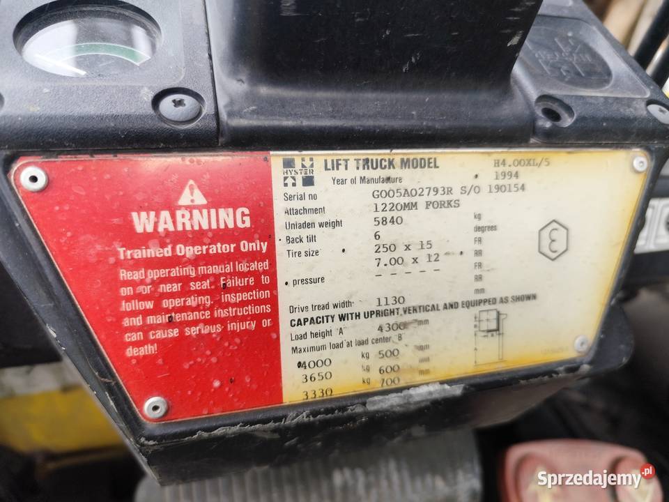 Wózek widłowy Hyster 4 t paletyzer LPG Toyota Maków Podhalański