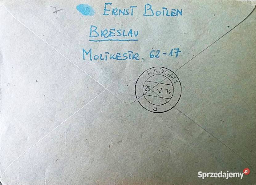 Radom 1942 List z Wrocławia Breslau 4x80Pf Dom Człuchów