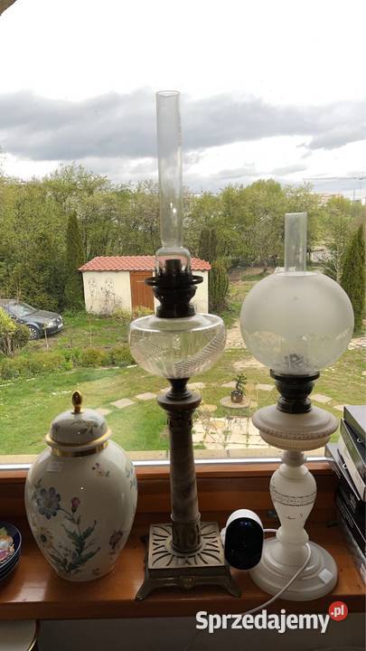 Lampa naftowa z kloszem Pomarańczowy dekor sprzedam