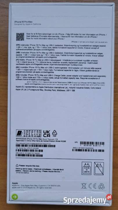 iPhone 16 Pro z 1TB Nowa Jabłona sprzedam