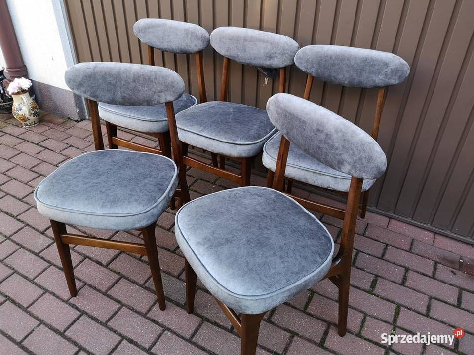 Krzesła PRL Hałas Stare Komplet 5 Sztuk