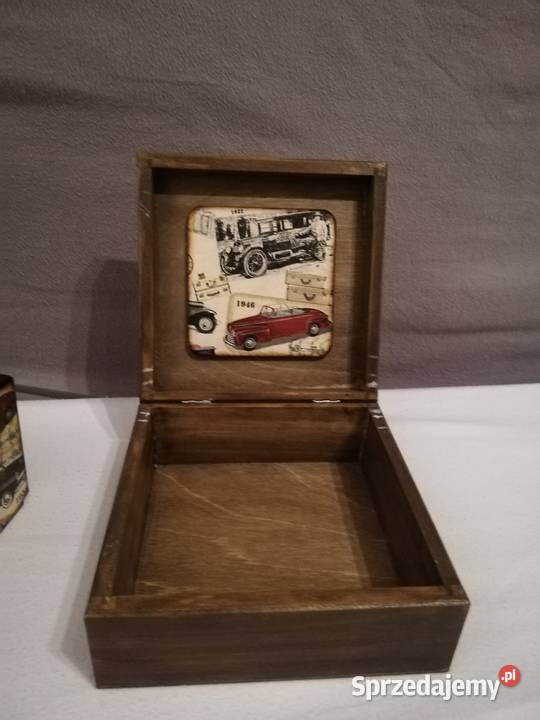 Szkatułka retro stare samochody decoupage Dekoracje i ozdoby opolskie