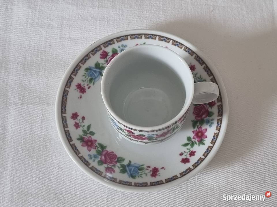 Chiński porcelanowy serwis do kawy zdobiony lata wielokolorowy Warszawa