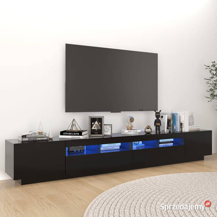 Szafka pod TV z oświetleniem LED czarna Warszawa