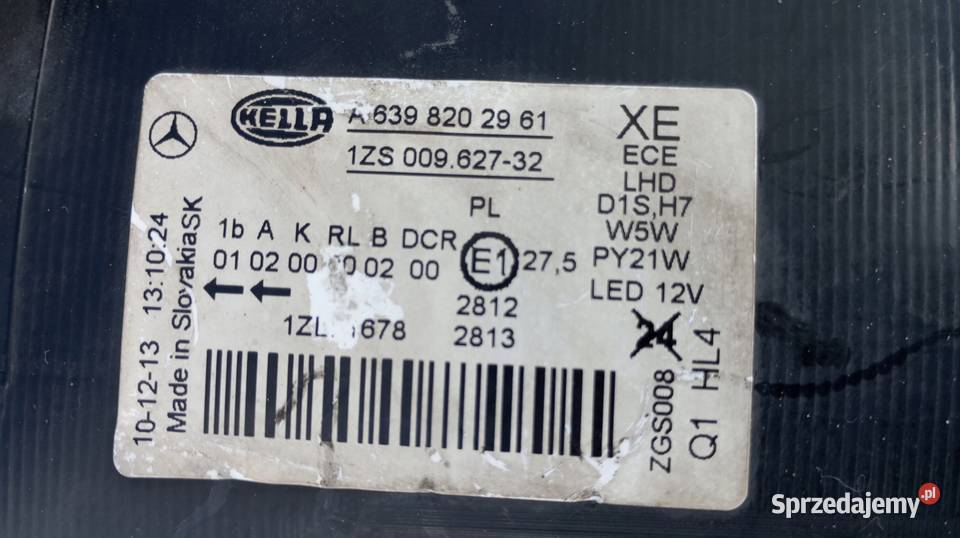 LAMPA PRAWY PRZÓD EU XENON LED MERCEDES VITO Lampy przednie