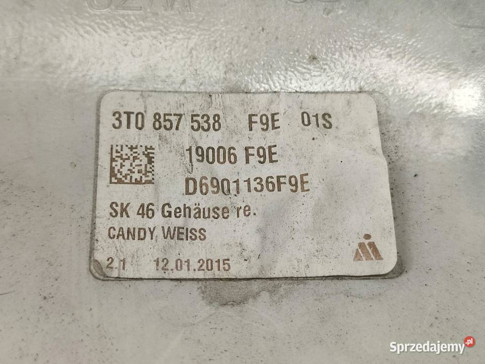 OBUDOWA LUSTERKA ZEWNĘTRZNEGO PRAWA SKODA SUPERB osobowe lubelskie