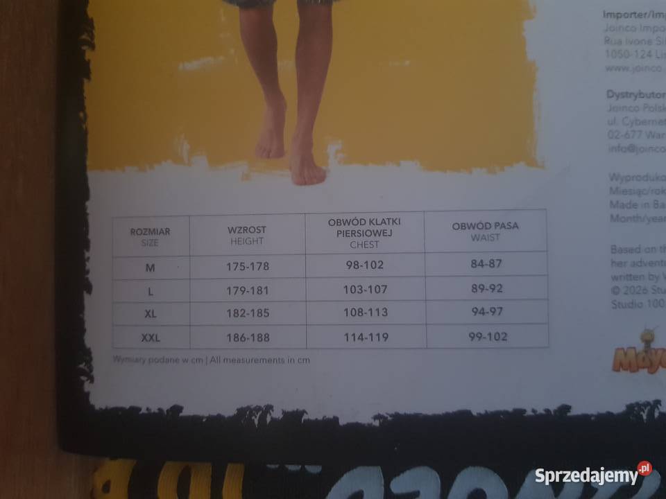 Piżama męska rozmiar XL Pszczółka Maja czarny Warszawa sprzedam