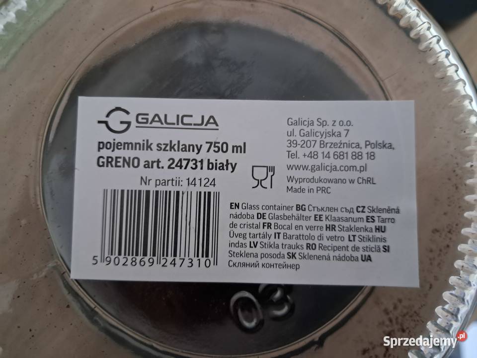Pojemnik szklany biały z pokrywką 750 ml Kraków