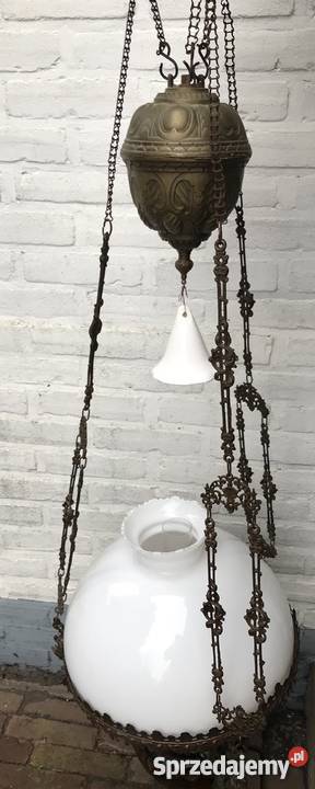 Przepiekny żyrandol lampa naftowa porcelanowy Bystrzyca Kłodzka