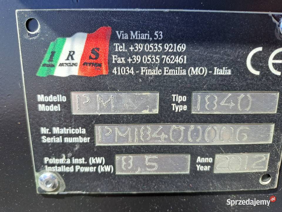 Młyn wstępny strzępiarka do kabli IRS PM 1840 Stary Sącz