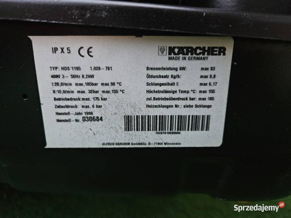 MYJKA GORĄCOWODNA KARCHER HDS 1195 Gwarancja Radom
