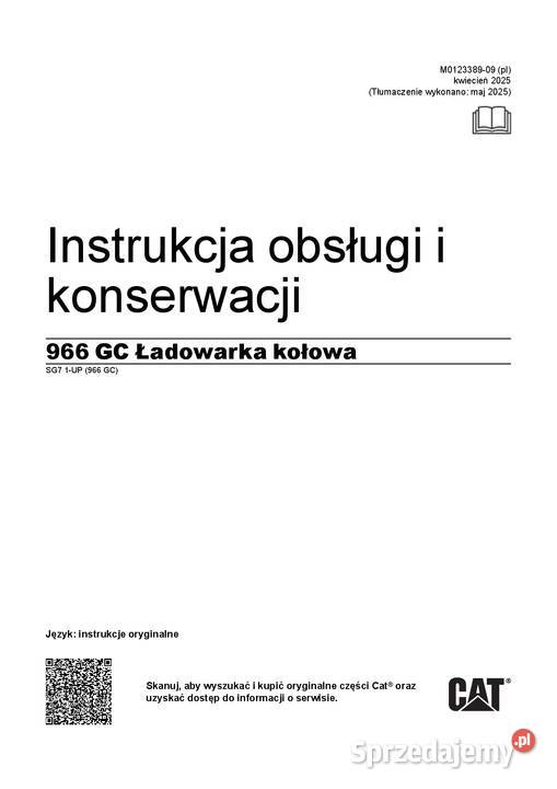 CATERPLAR 966GC ładowarka kołowa DTR instrukcja małopolskie