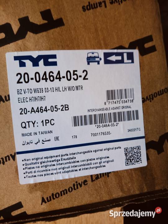 Przednie lampy Mercedes Vito komplet 2sztuki Sandomierz