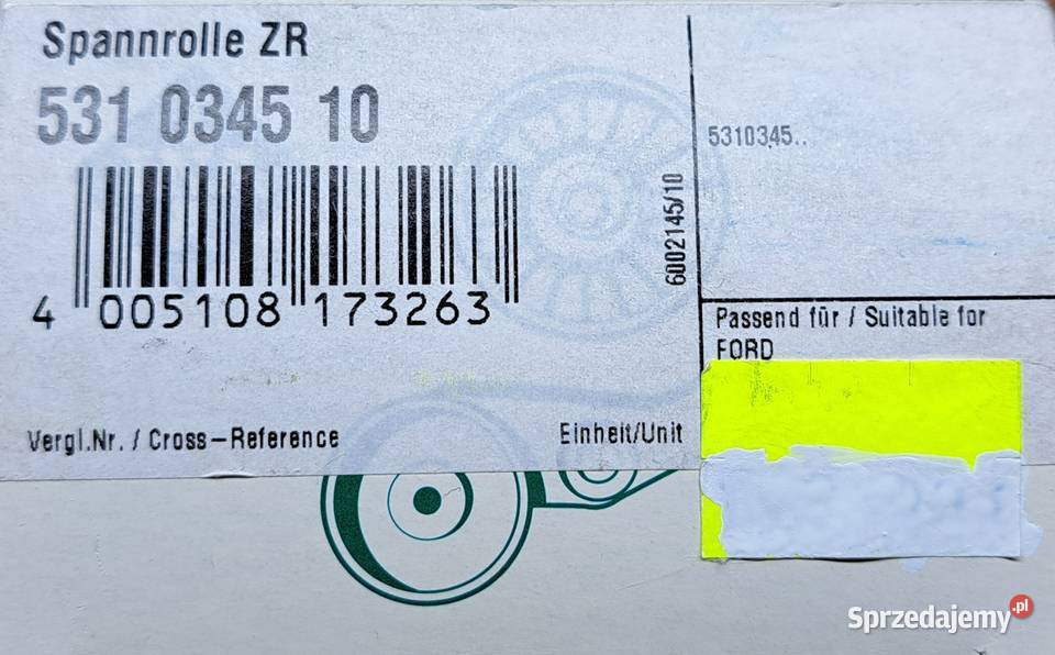 INA 531034510 ROLKA NAPINACZ PASKA ROZRZĄDU dolnośląskie Mielęcin