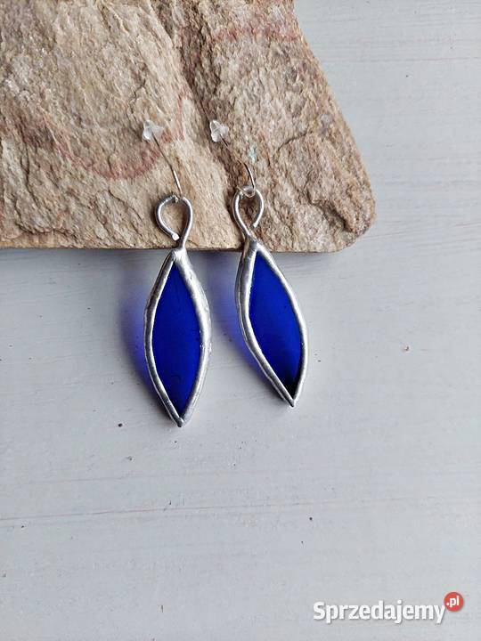 kolczyki geometria kobalt witraż Piekary Śląskie
