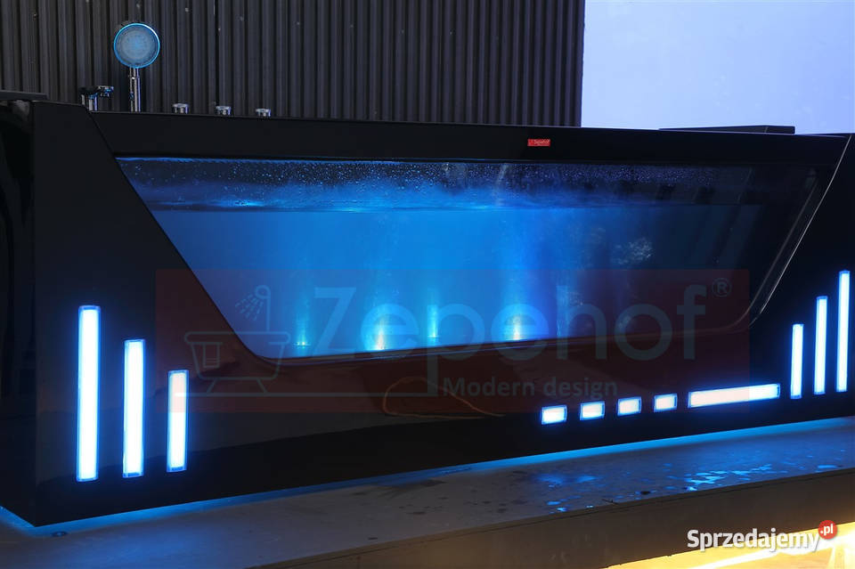 Wirujące dysze Czarna wanna z hydromasażem Grabówka