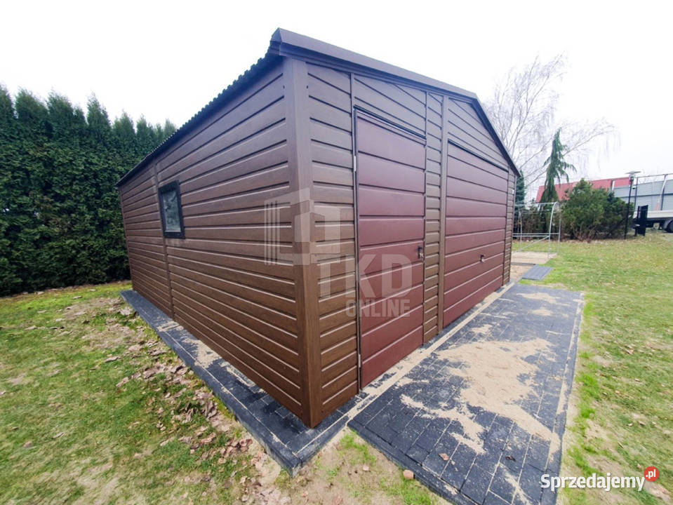 Garaż Blaszany 55x6 Brama uchylna drewnopodobny Łódź