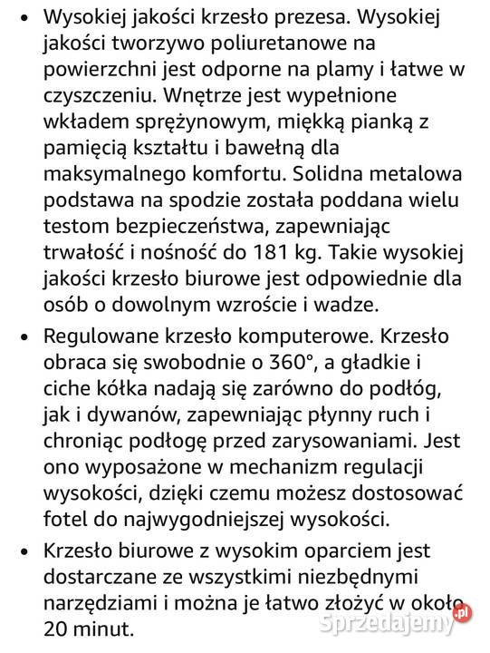 Ergonomiczne krzesło biurowe białe ze skóry PU śląskie Bielsko-Biała