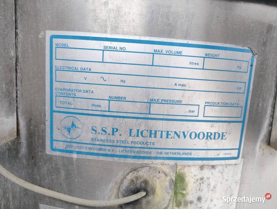 Zbiornik na mleko 300 litrów mazowieckie Helenów