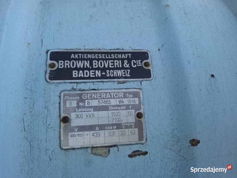 agregat pradotworczy 300kva szwajcaria 240kw Siewierz sprzedam