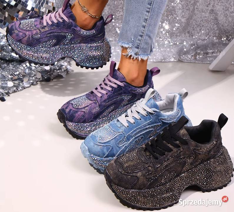 Sneakersy na platformie z dżetami 3 kolory Świdnica