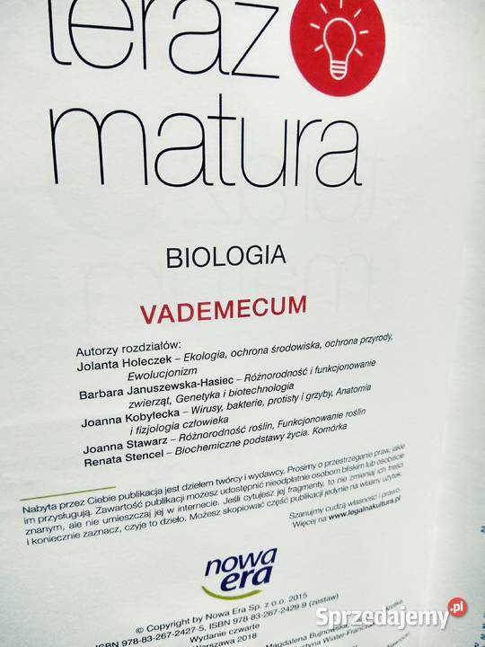 Biologia vademecum maturzysty Nowa era Antykwariat Warszawa