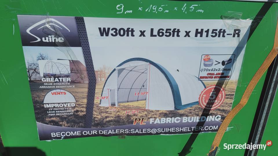 Hala namiotowa łukowa 9 m 195 m 45 m Biznes i Przemysł