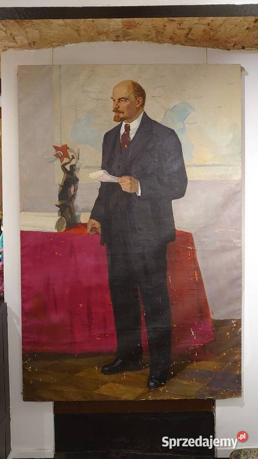 Duże płótno socrealizm Lenin wielkopolskie Poznań