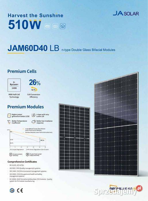 JA Solar JAM60D40510LB Czarna Rama