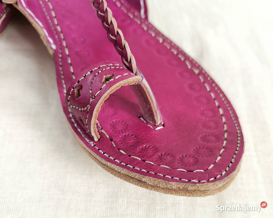 Skórzane japonki kohalpuri 39 fiolet orientalne Szczecin sprzedam