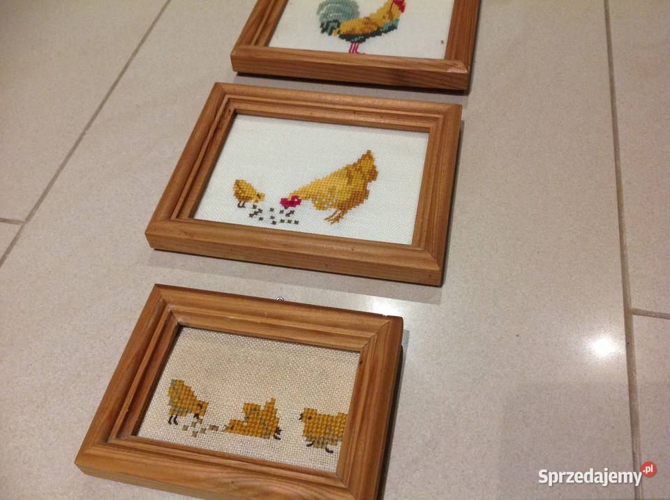 Obrazki w Ramce Haft Krzyżykowy Vintage 3 Obrazki i obrazy Nowa Sól