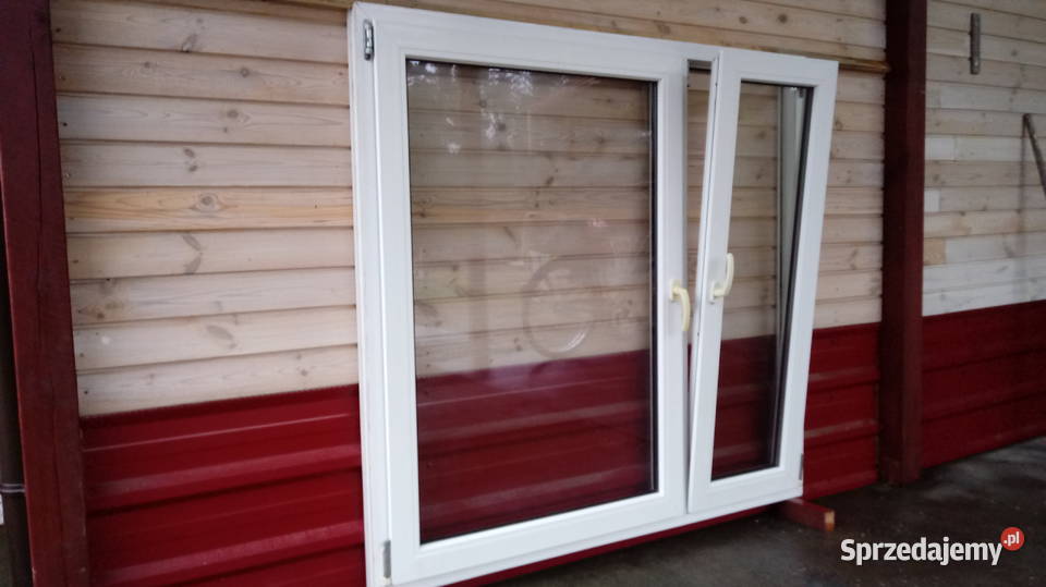 Okno białe PCV 139 x 145 dwuskrzydłowe czyste Wałcz