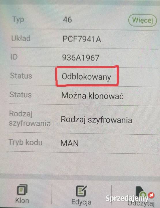 Kluczyk Zapas Opel Astra H Zafira B Oryginalna