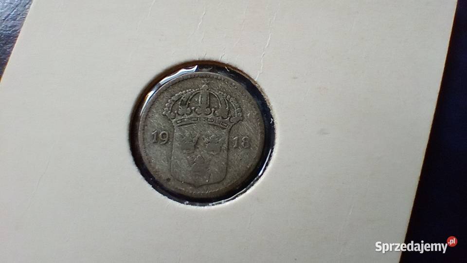 Stare monety 10 ore 1918 Szwecja srebro Lesko